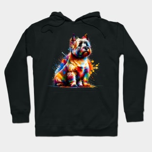 Vibrant Abstract Splash Cairn Terrier Sitting Art Hoodie